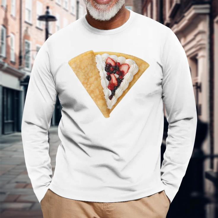 Crepe Costume Food Pun Costume French Desserts Long Sleeve T-Shirt Gifts for Old Men