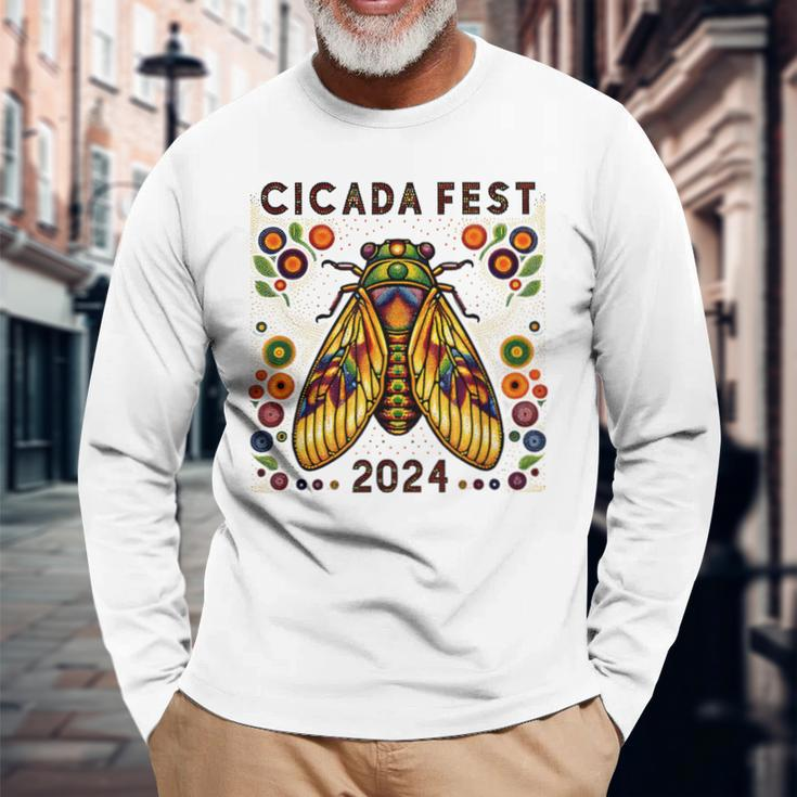 Cute Entomology Cicada Fest 2024 Broods Xix & Xiii Lover Gif Long Sleeve T-Shirt Gifts for Old Men