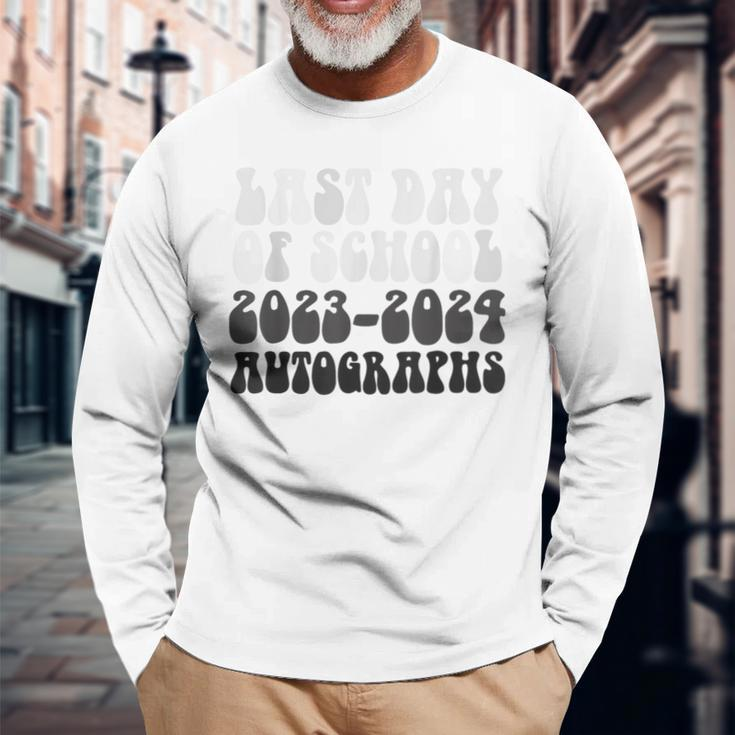 Cute Last Day Of School 2024 Autographs Graduation Sign My Long Sleeve T-Shirt Gifts for Old Men