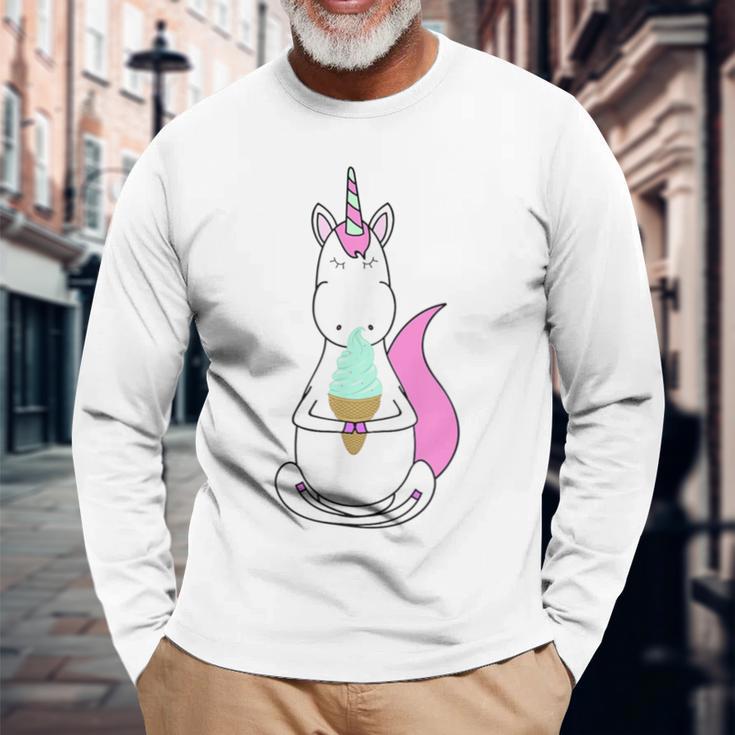 Cute Summer Unicorn Magic Ice Cream Mint & Pink S500036 Long Sleeve T-Shirt Gifts for Old Men