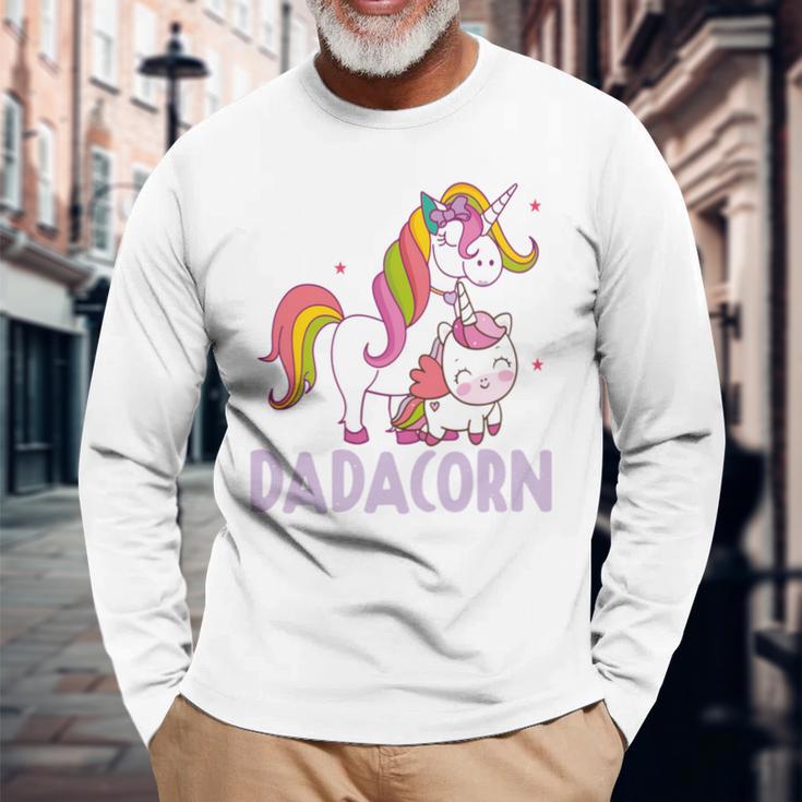 Dadacorn Einhorn Papa Und Baby Weihnachten Papa Langarmshirts Geschenke für alte Männer