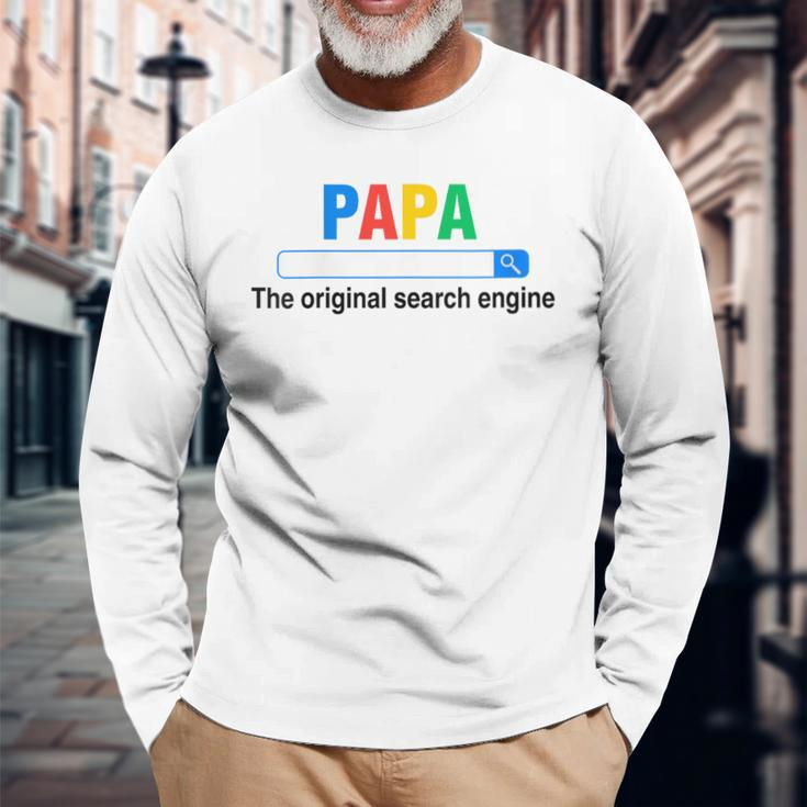 Damen Papa Die Original-Suchmaschine Lustigeratertag Mit-Ausschnitt Langarmshirts Geschenke für alte Männer