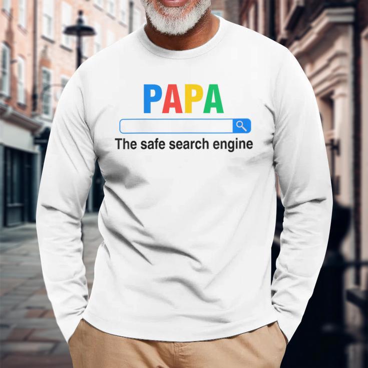 Damen Papa Die Sichere Suchmaschine Lustigeratertag Mit-Ausschnitt Langarmshirts Geschenke für alte Männer