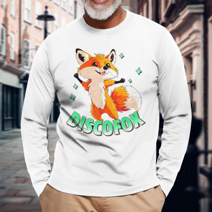 Discofox Disco Fox X Lustiger Fuchs Sonnebrille Tanzen Tanz Langarmshirts Geschenke für alte Männer