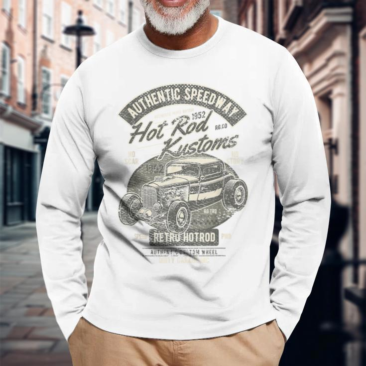 Distressed Retro Classic Car Vintage Hot Rod Long Sleeve T-Shirt Gifts for Old Men