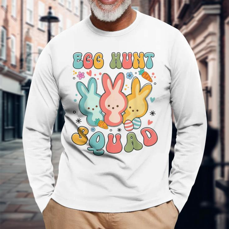 Egg Hunt Squad Hunting Season Easter Day Bunny Long Sleeve T-Shirt Gifts for Old Men