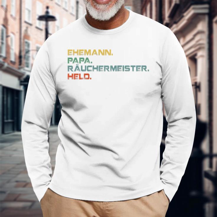 Ehemann Papa Räuchermeister Held Retro Grillmeisterintage Raglan Langarmshirts Geschenke für alte Männer