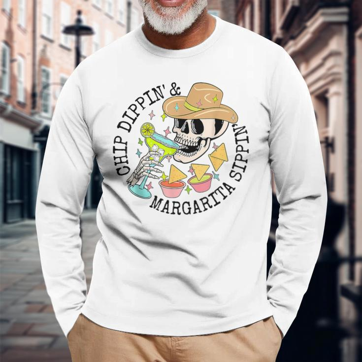 Fiesta Cinco De Mayo Drinking Chip Dippin Margarita Sippin Long Sleeve T-Shirt Gifts for Old Men