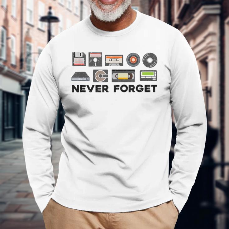 Never Forget Old Vintage Technology Long Sleeve T-Shirt Gifts for Old Men