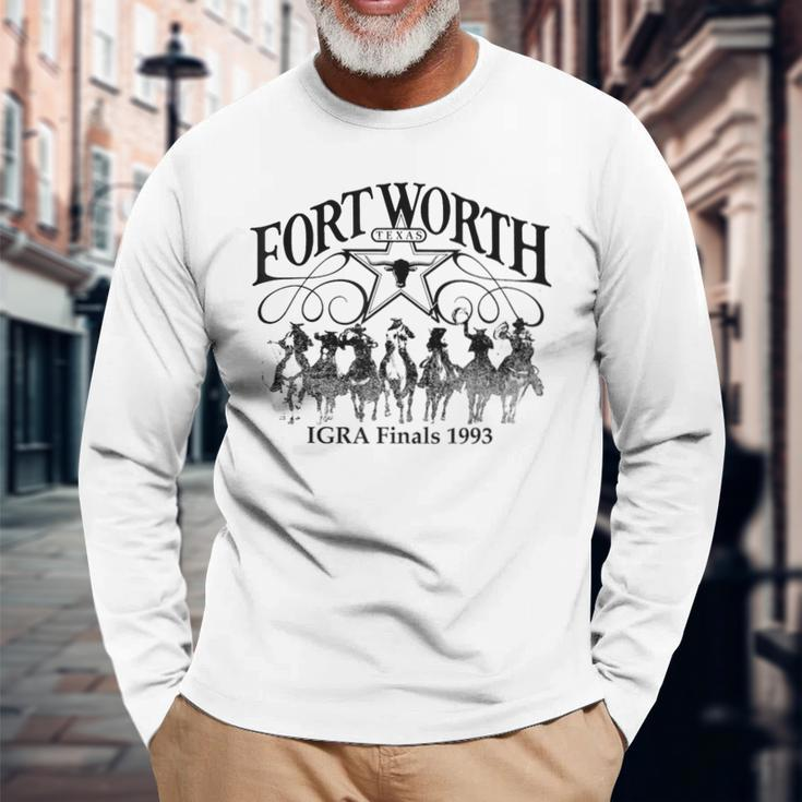 Fort Worth Vintage Retro Texas Cowboy Rodeo Cowgirl Long Sleeve T-Shirt Gifts for Old Men