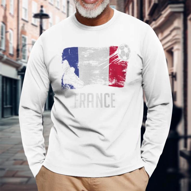 France Flag Jersey French Soccer Team French Long Sleeve T-Shirt Gifts for Old Men