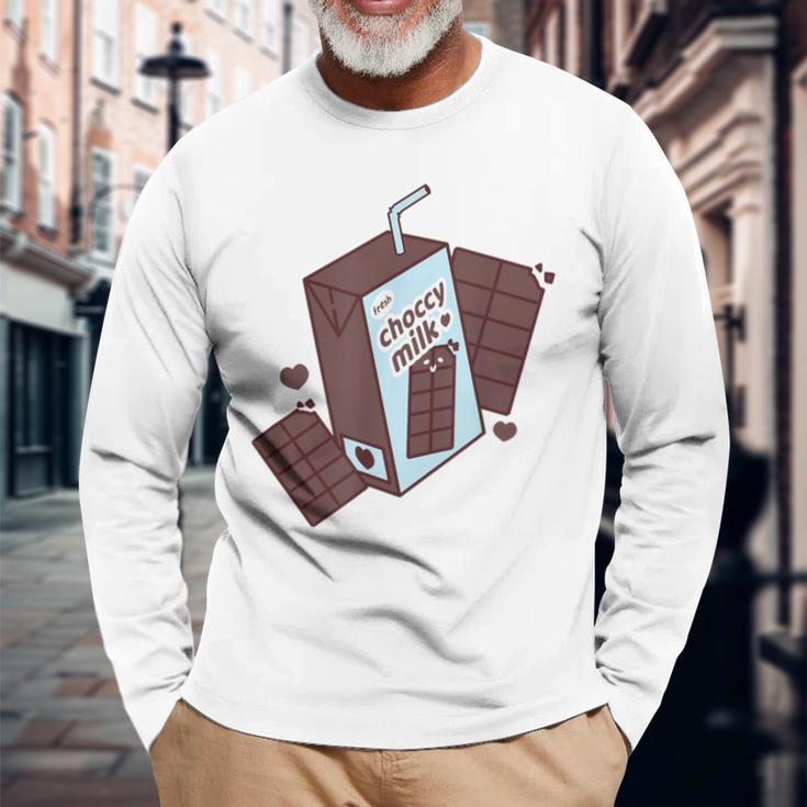 Fresh Choccy Milk Kawaii Meme Aesthetic Juice Box Long Sleeve T-Shirt Gifts for Old Men