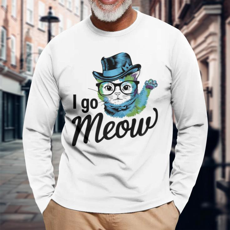 I Go Meow Cute Singing Cat Meme Long Sleeve T-Shirt Gifts for Old Men