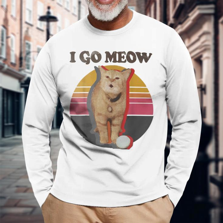 I Go Meow Singing Cat Meme Long Sleeve T-Shirt Gifts for Old Men