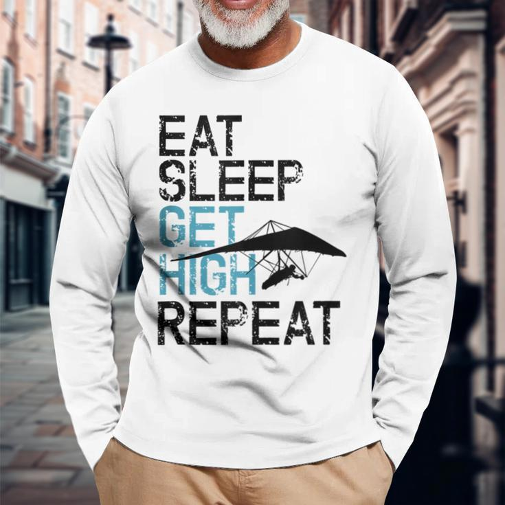 Hang Gliding Eat Sleep Get High Long Sleeve T-Shirt Gifts for Old Men