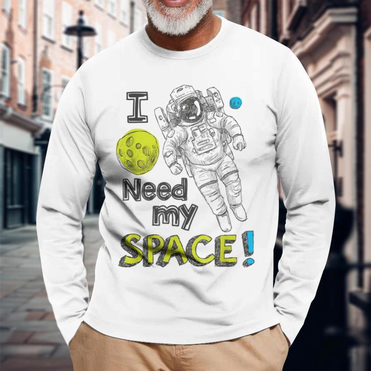I Need My Space Astronaut Graphic NoveltyLong Sleeve T-Shirt Gifts for Old Men