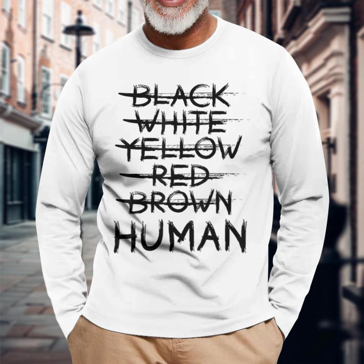 Gegen Rassismus No Racism Human Langarmshirts Geschenke für alte Männer