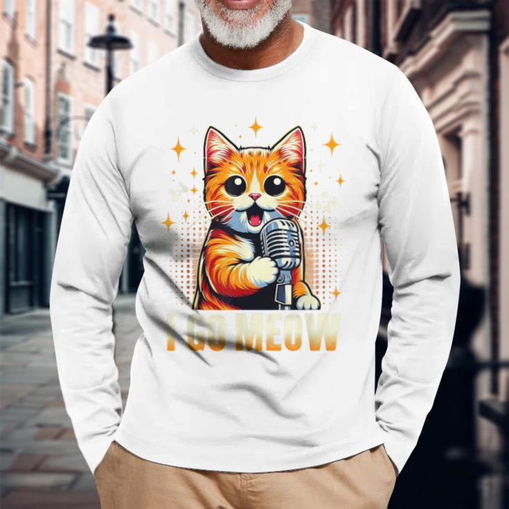 I Go Meow Cat Lovers Singing Cat Meme Cat Owner Long Sleeve T-Shirt Gifts for Old Men