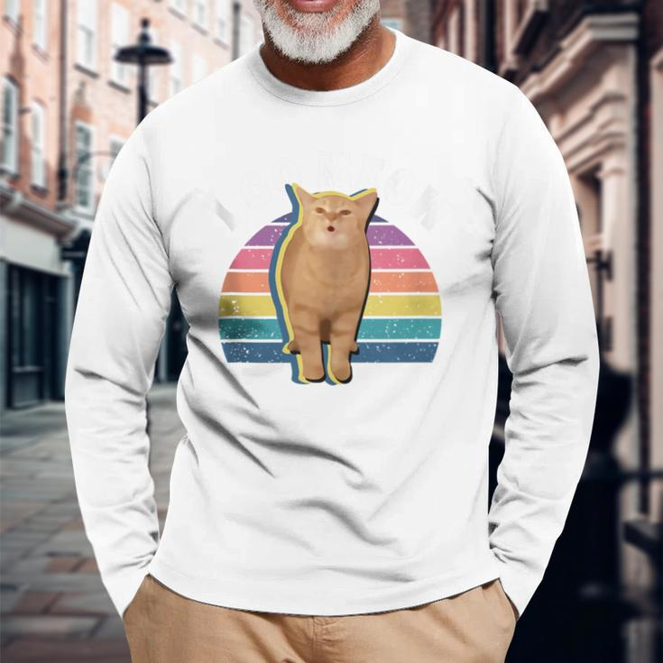 I Go Meow Cat Singing Meme Cat Song I Go Meow Long Sleeve T-Shirt Gifts for Old Men