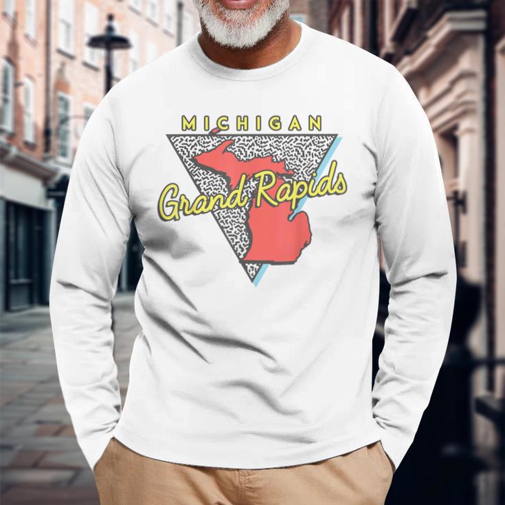 Grand Rapids MichiganVintage Mi Triangle Long Sleeve T-Shirt Gifts for Old Men