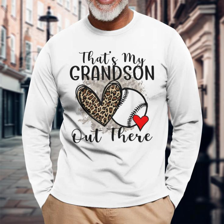 Grandma Grandpa Baseball That's My Grandson Out There Long Sleeve T-Shirt Gifts for Old Men