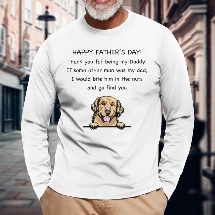 Happy Father's Day Thank You For Being My Daddy Dog Lovers Long Sleeve T-Shirt Gifts for Old Men