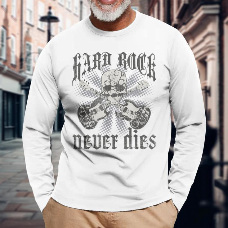 Hard Rock Never Dies Retro Vintage Long Sleeve T-Shirt Gifts for Old Men