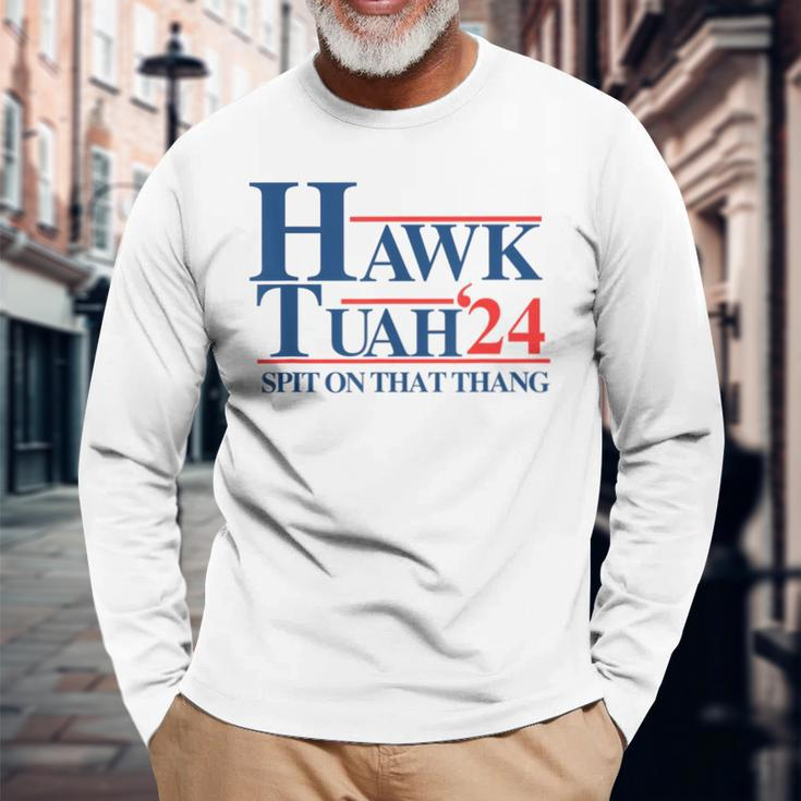 Hawk Tush Spit On That Thang Viral Election President 2024 Long Sleeve T-Shirt Gifts for Old Men