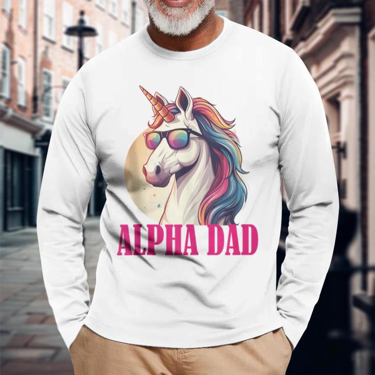 Herren Lustiges Einhorn Papa Laufey Männeratertag Weihnachten Ehemann Langarmshirts Geschenke für alte Männer