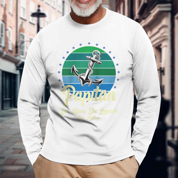 Herren Papitänatertag Bester Papa Anker Norden Kapitänater Papi Raglan Langarmshirts Geschenke für alte Männer