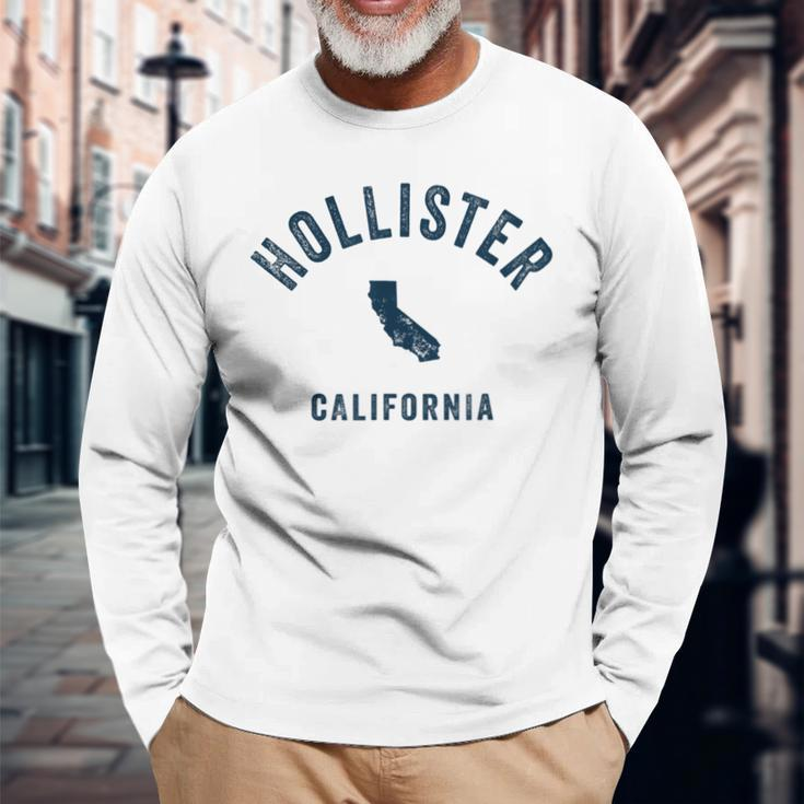 Hollister California Ca Vintage 70S Sports Navy Print Long Sleeve T-Shirt Gifts for Old Men