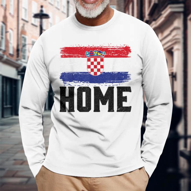 Home Kroatienintage Distressed Weltreisender Langarmshirts Geschenke für alte Männer