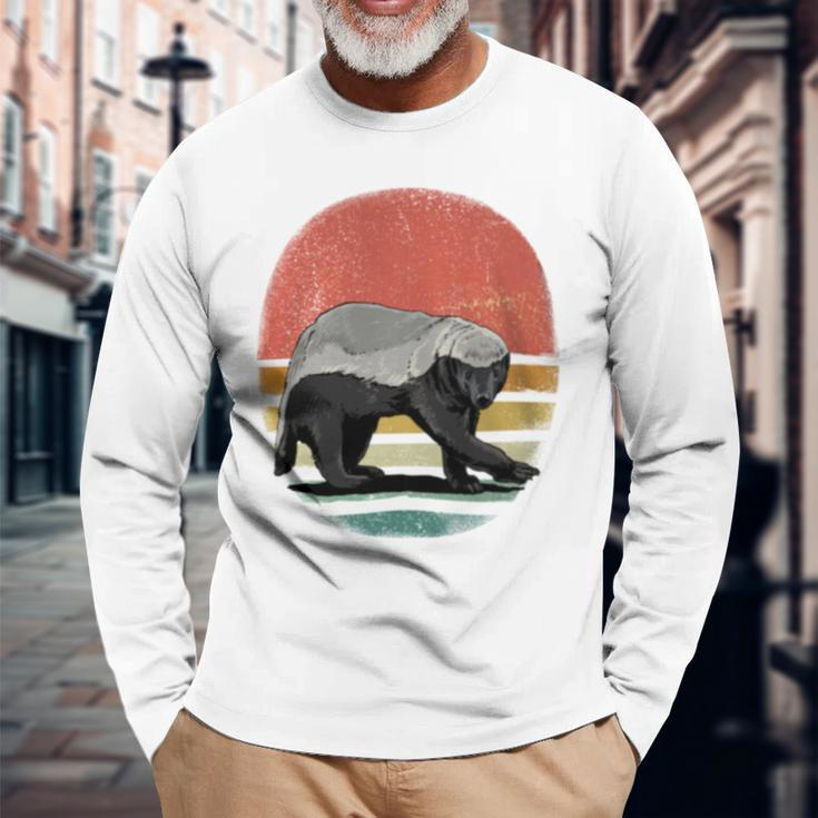 Honey Badger Retro Style Wild Animal Lover Zookeeper Long Sleeve T-Shirt Gifts for Old Men