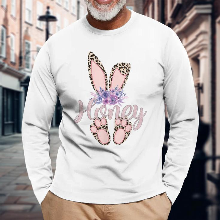 Honey Easter Bunny-Cheetah Leopard Print-Mother's Day Long Sleeve T-Shirt Gifts for Old Men