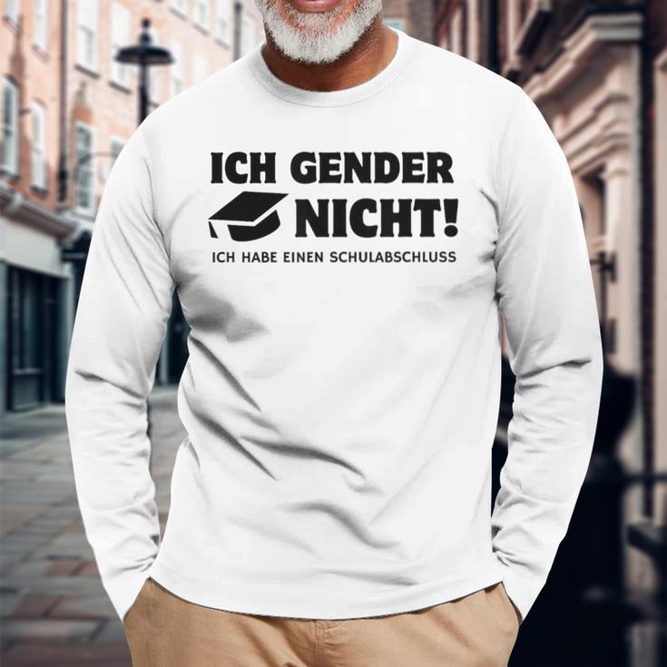 Ich Gender Nicht Ich Habe Einen Schulabschluss Men's White Langarmshirts Geschenke für alte Männer