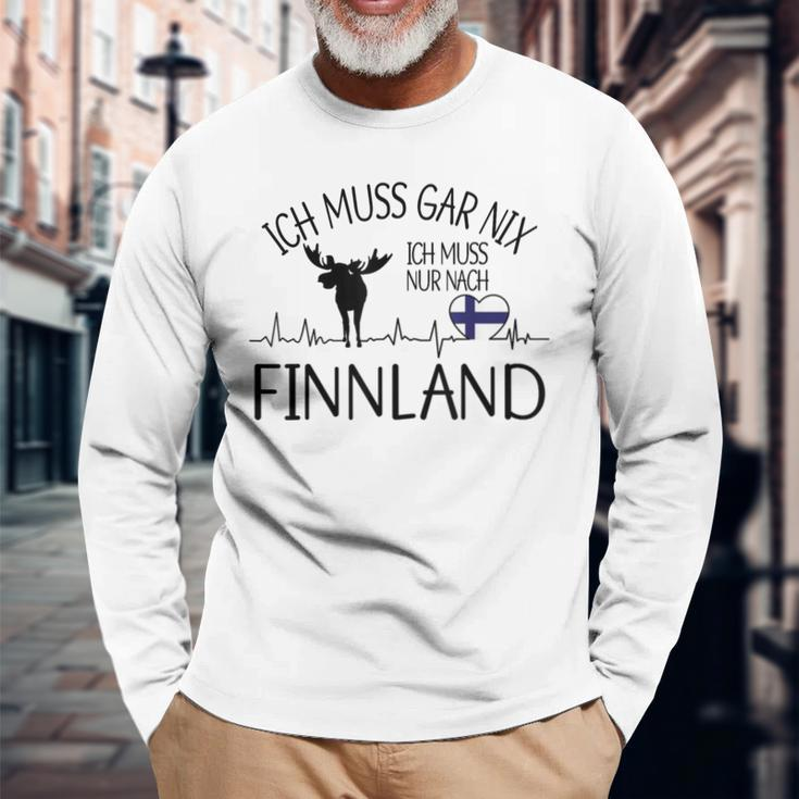 Ich Muss Gar Nix Ich Muss Nur Nach Finland Gray S Langarmshirts Geschenke für alte Männer