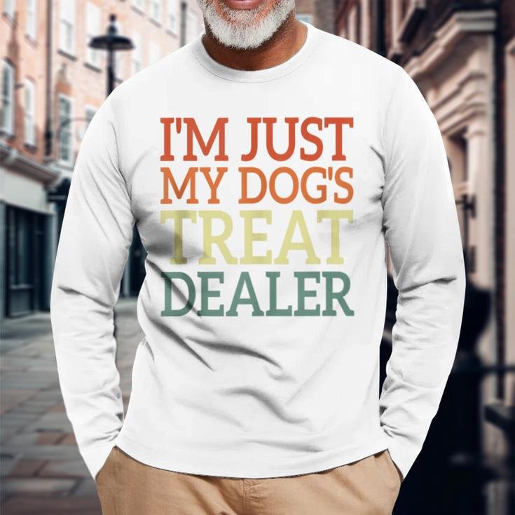 I'm Just My Dog's Treat Dealer Retro Vintage Dog Lover Long Sleeve T-Shirt Gifts for Old Men