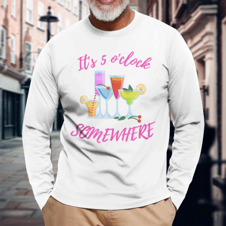 It's 5 O’Clock Somewhere Hello Summer Beach Lover Summertime Long Sleeve T-Shirt Gifts for Old Men