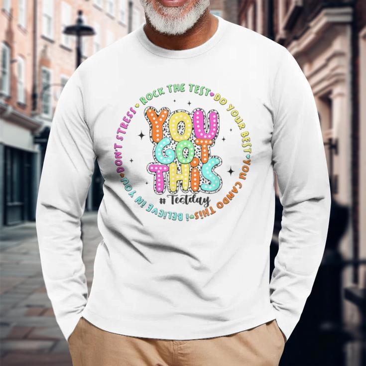 Its Test Day You Got This Rock The Test Dalmatian Dots Long Sleeve T-Shirt Gifts for Old Men
