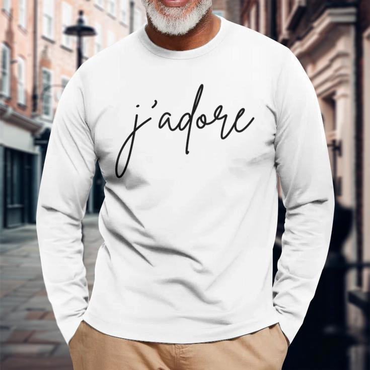 J'adore French Words Long Sleeve T-Shirt Gifts for Old Men