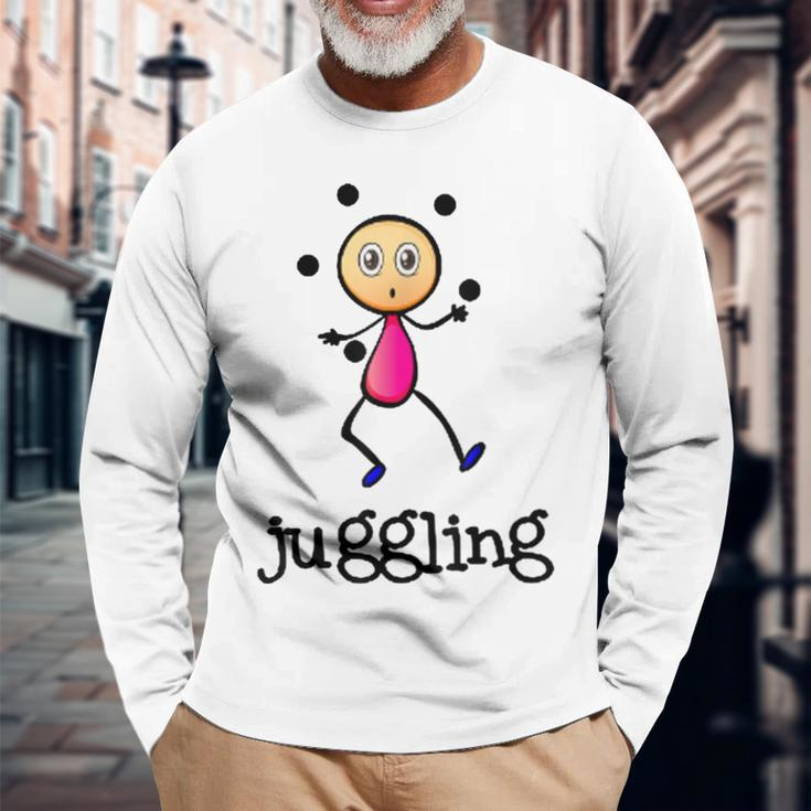 Juggling Stickman Sports Jugglers Juggle Circus Hobby Long Sleeve T-Shirt Gifts for Old Men