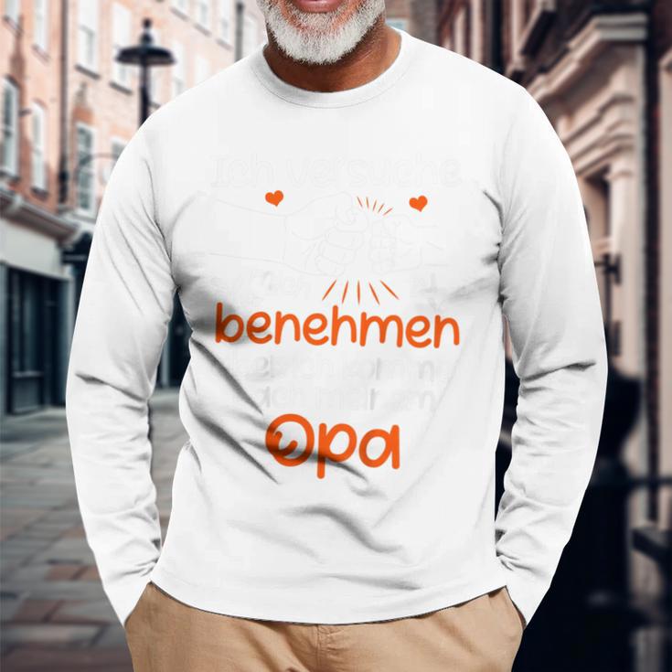 Kinder Ichersuche Mich Zu Benehmen Opa Children's Slogan Langarmshirts Geschenke für alte Männer