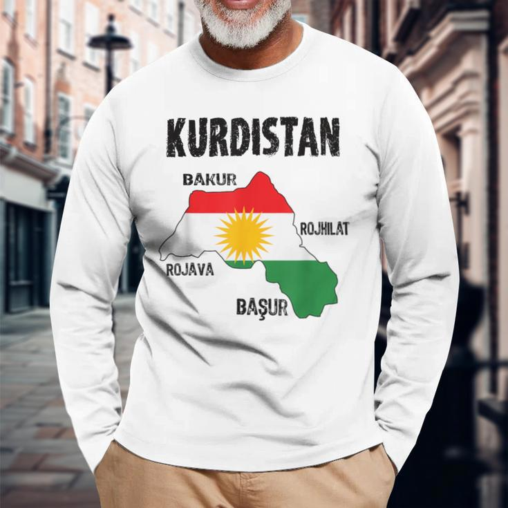 Kurden Kurdistan Newroz Kurdi Flag Her Biji Kurdistan Langarmshirts Geschenke für alte Männer