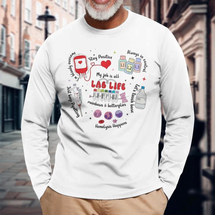 Lab Life Retro Lab Week 2024 Medical Lab Tech Team Long Sleeve T-Shirt Gifts for Old Men
