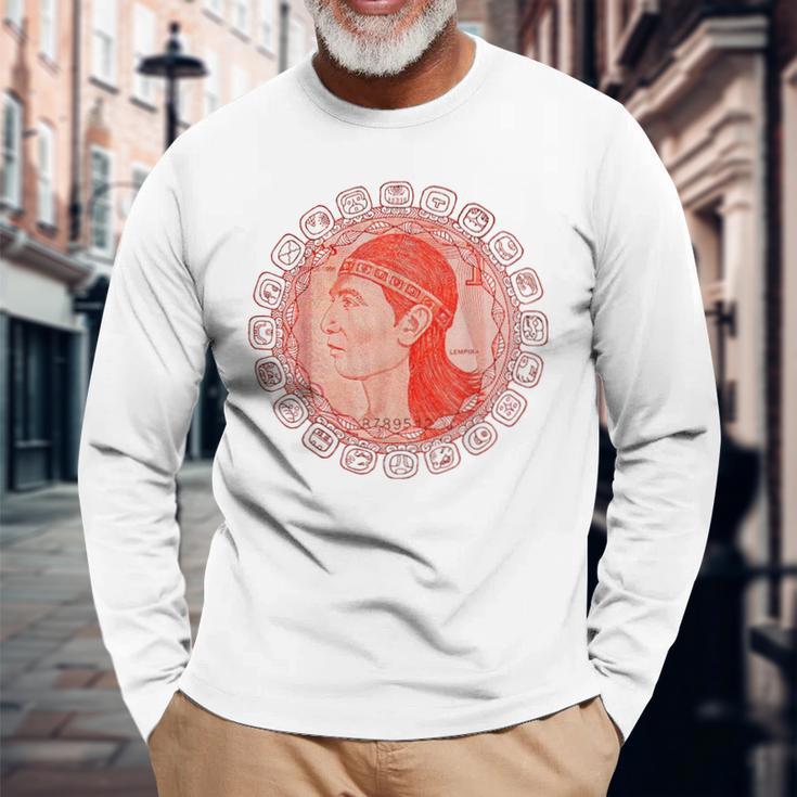 Lempira Circular Mayan Frame Honduras Cacique MW Long Sleeve T-Shirt Gifts for Old Men