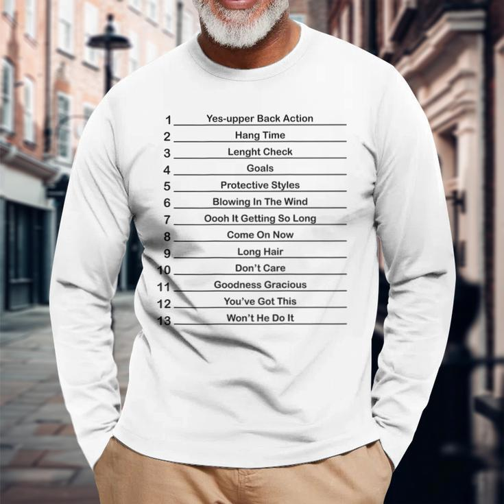 Length Check Hair Growth Tracking Hair Measuring Long Sleeve T-Shirt Gifts for Old Men