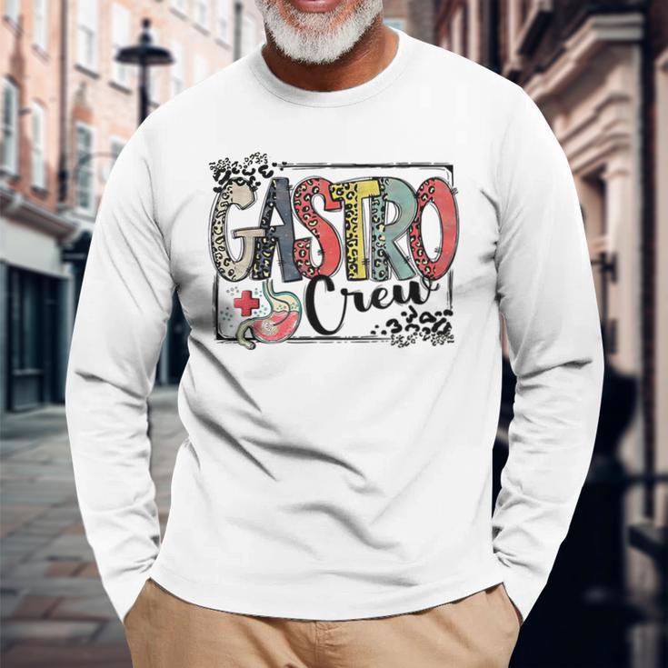 Leopard Lettering Gastro Crew Vintage Gastroenterology Nurse Long Sleeve T-Shirt Gifts for Old Men