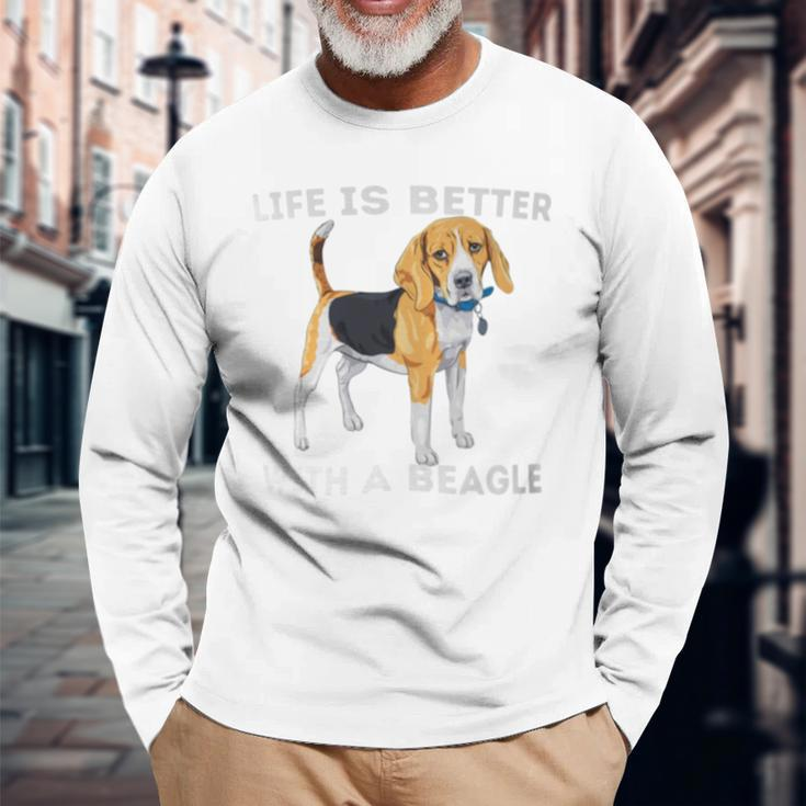 Life Is Better With A Beagle Beagle Dog Lover Pet Owner Long Sleeve T-Shirt Gifts for Old Men