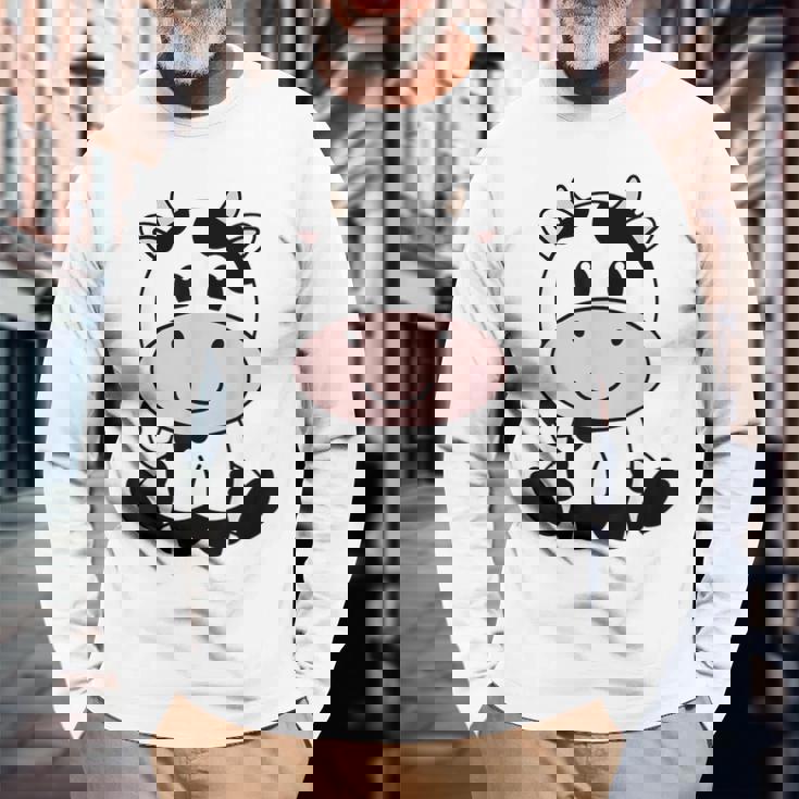 Lindo Animal Deaca Blanco Negro Con Estampado Deaca Kawaii Camiseta de manga larga Regalos para ancianos