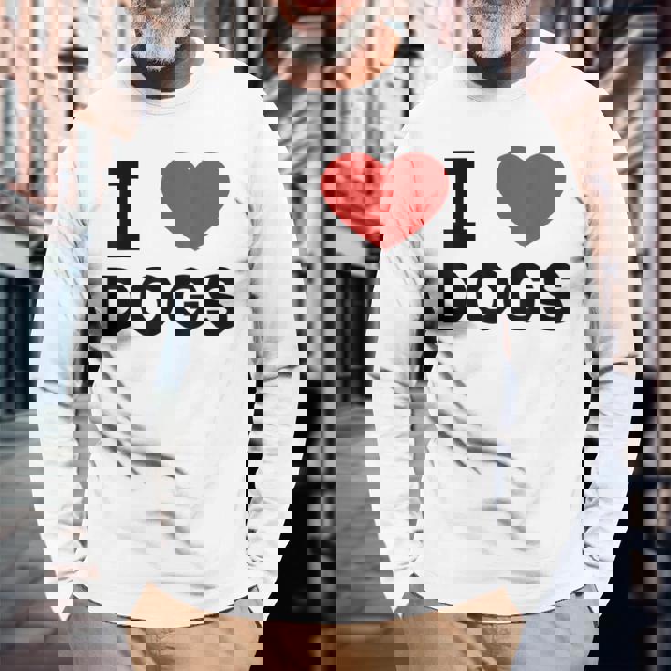 I Love Dogs Amante De Los Perros Retro I Heart Dogs Camiseta de manga larga Regalos para ancianos